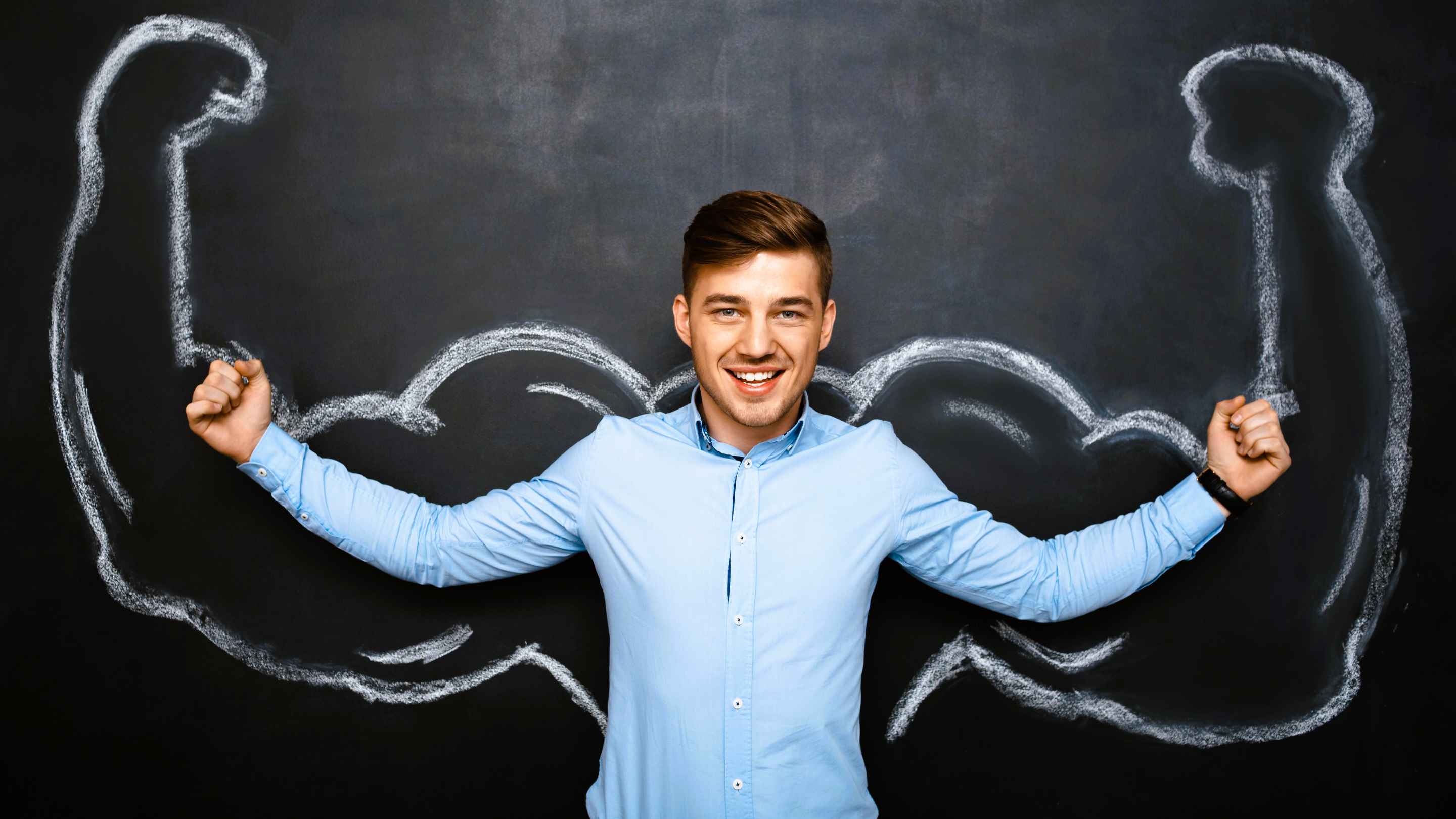 A man showing his strength indicating why you need to select me.