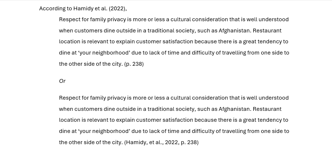 Long quotation APA format 